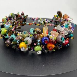 Artisan handmade Beach Ball‎ Caterpillar stones seeds crystals beads Bracelet